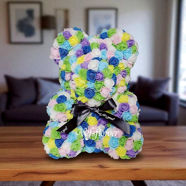 永生粉愛你玫瑰泰迪熊 七夕推薦 台南花店